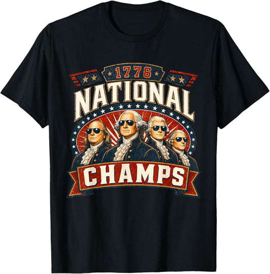 Retro 1776 National Champs Funny Patriotic America T-Shirt - T-Shirt | Black