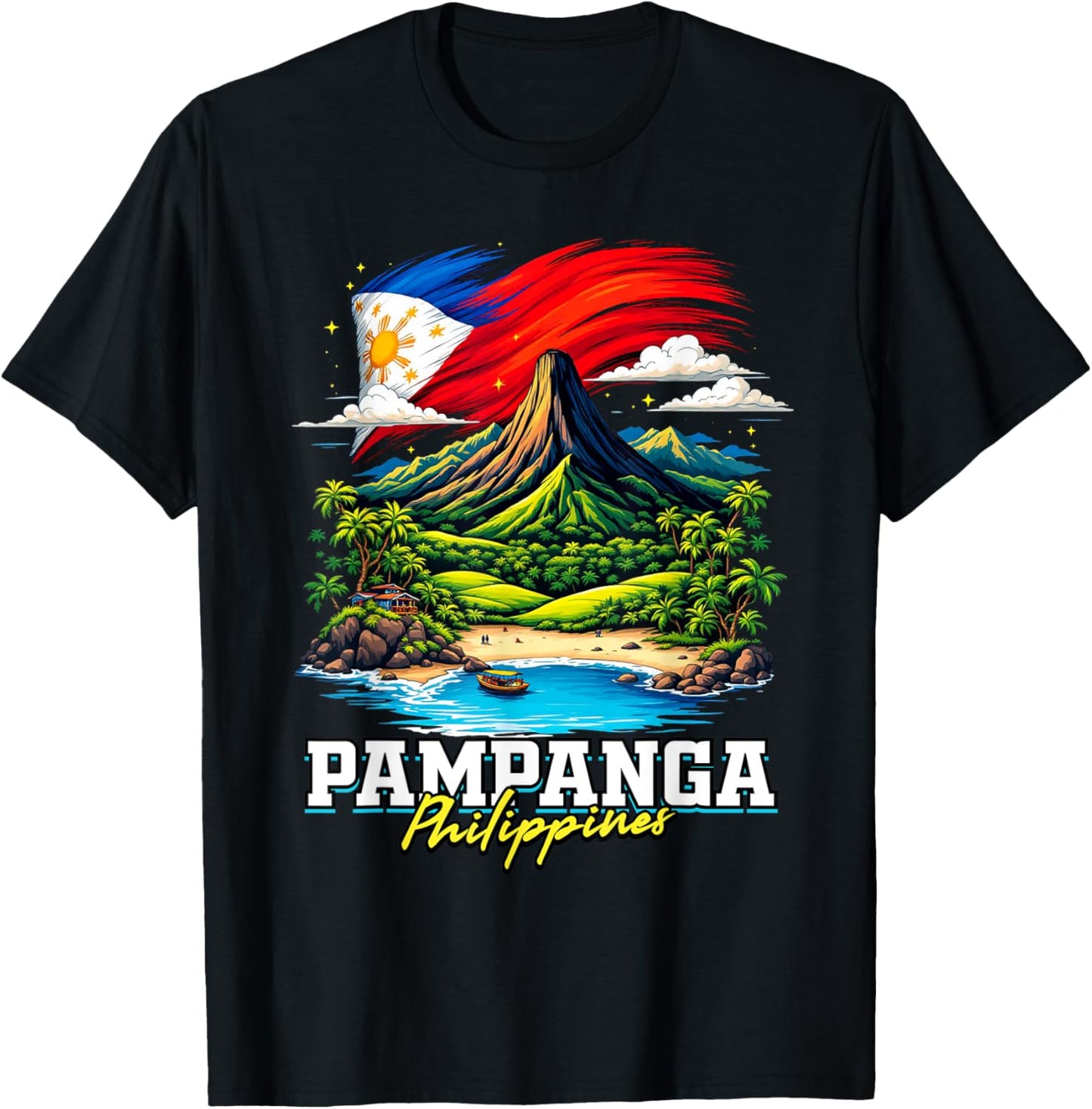 Pampanga Philippines Souvenir Filipino Flag T-Shirt - T-Shirt | Black