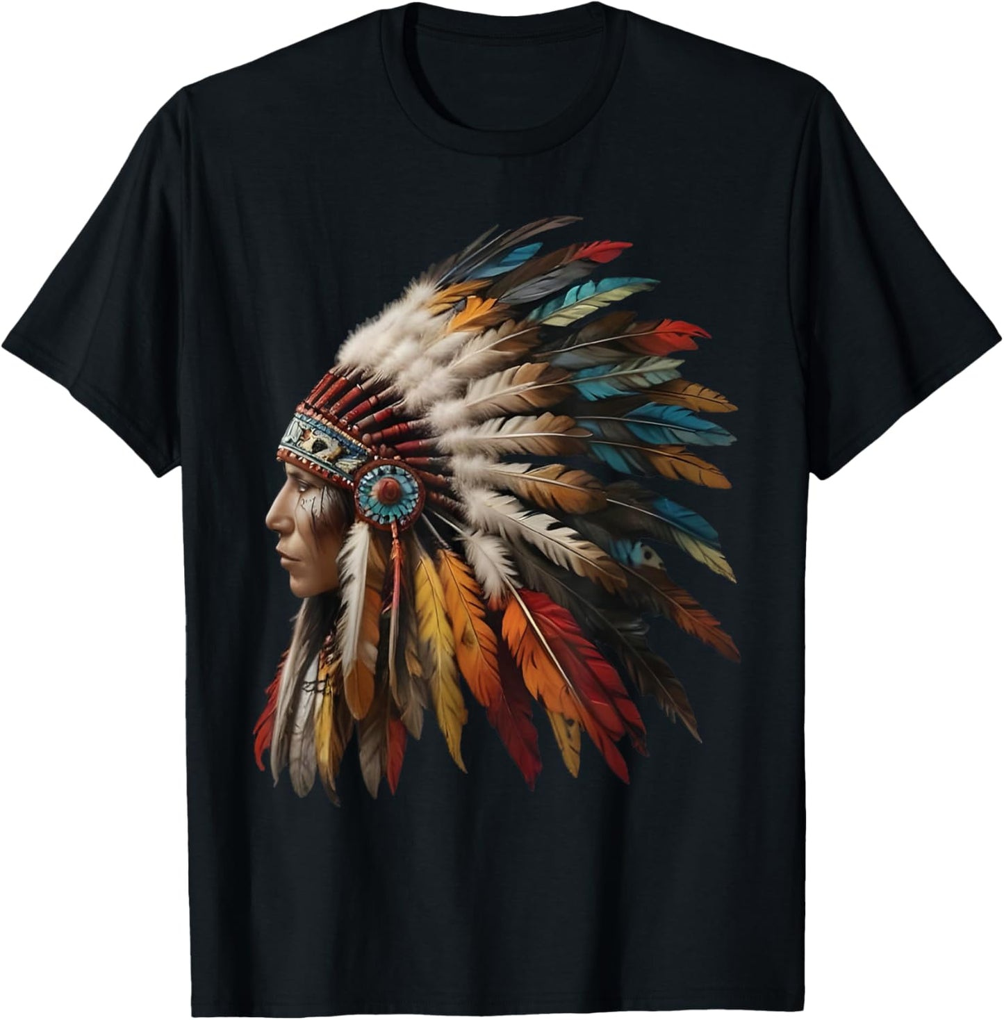 Native American Indian Headdress Graphic Women T-Shirt - T-Shirt | Black