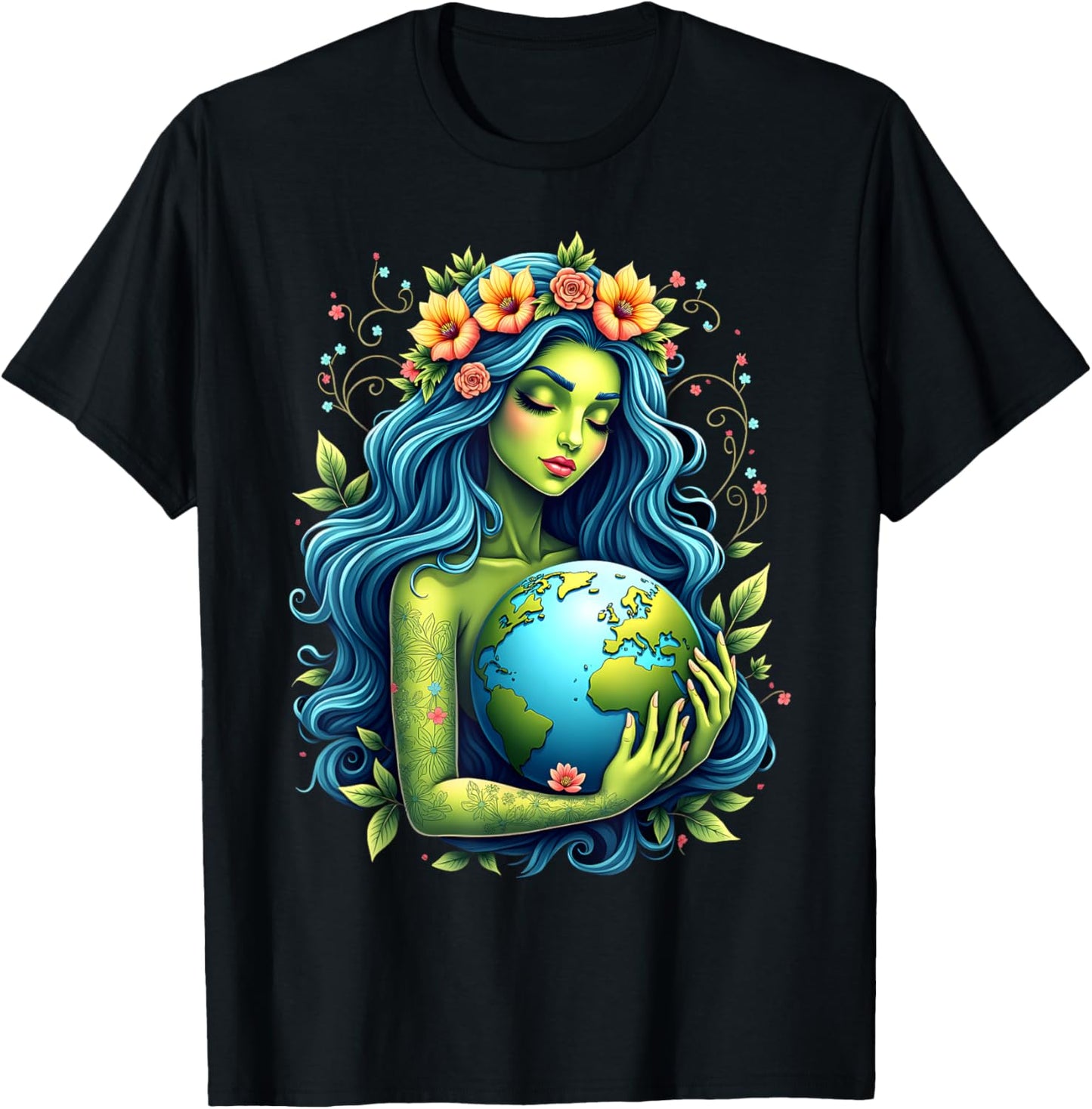 Green Mother Earth Day Gaia Save Our Planet Women Girl Kids T-Shirt - T-Shirt | Black