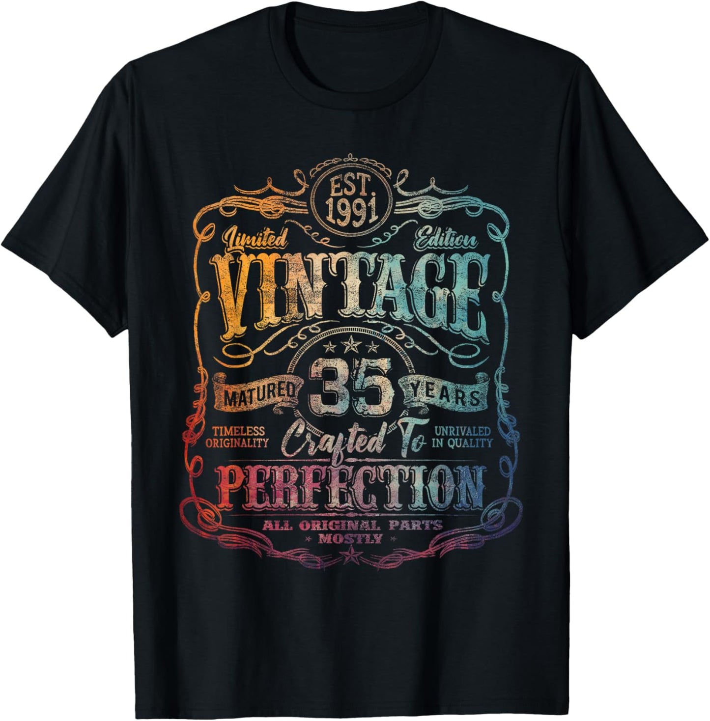 Vintage 1991 Limited Edition Shirt 35 Year Old 35th Birthday T-Shirt - T-Shirt | Black