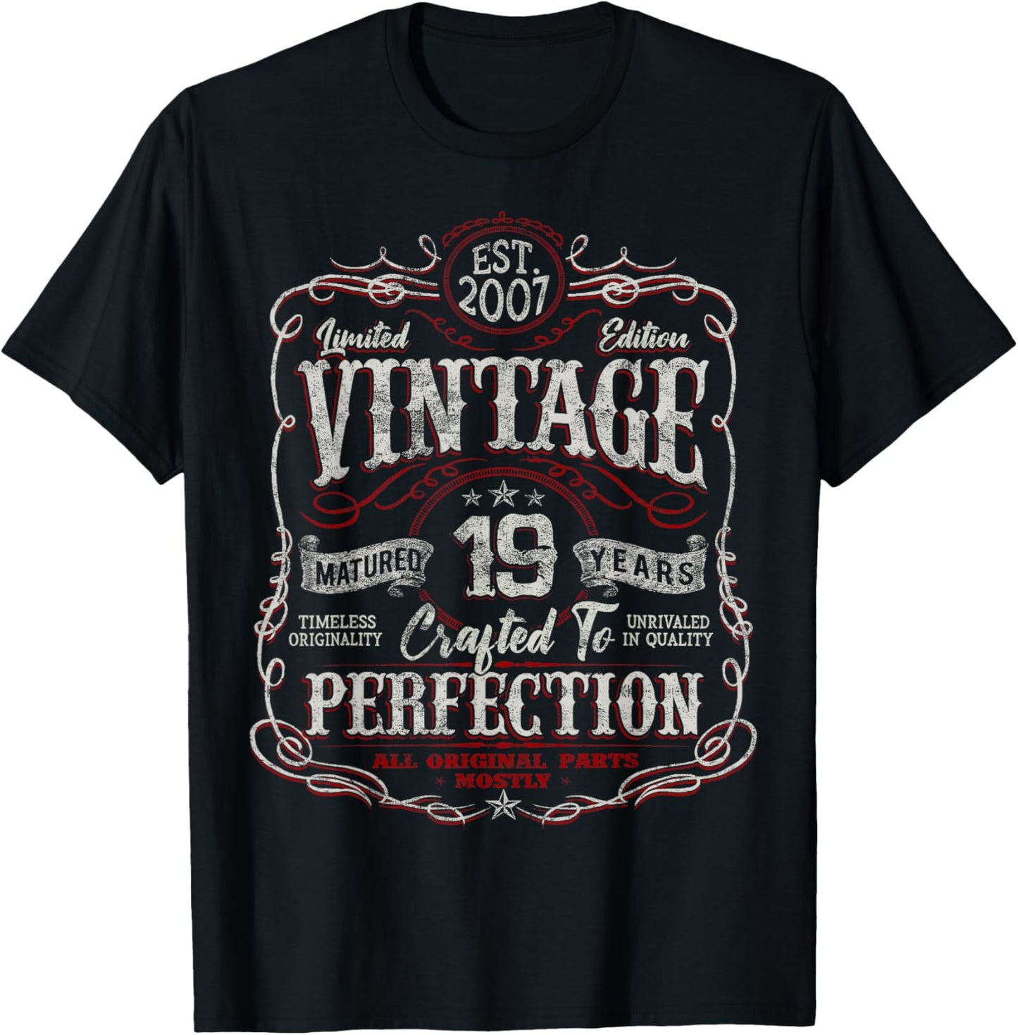 Vintage 2007 Limited Edition Shirt 19 Year Old 19th Birthday T-Shirt - T-Shirt | Black