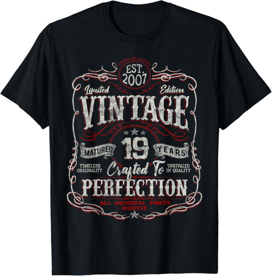 Vintage 2007 Limited Edition Shirt 19 Year Old 19th Birthday T-Shirt - T-Shirt | Black