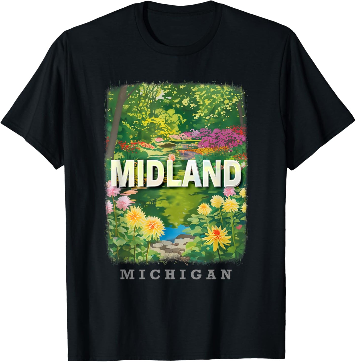 Midland Michigan MI Nature and Bliss SD252 T-Shirt - T-Shirt | Black