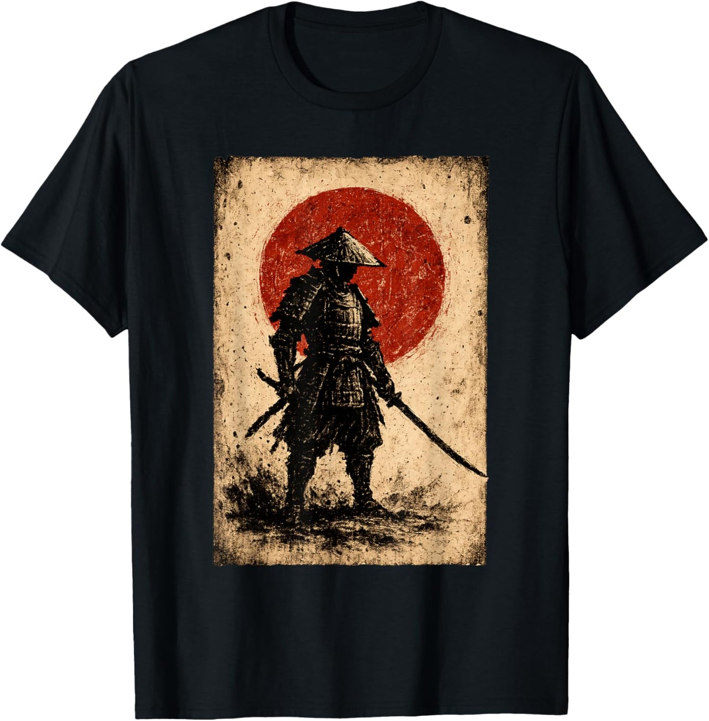 Vintage Samurai Art Japanese Fighter Samurai T-Shirt - T-Shirt | Black
