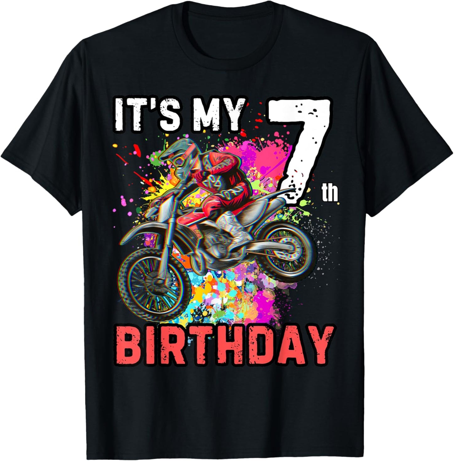 It's my 7th Boy Birthday Dirt Bike MX Motocross Birthday T-Shirt - T-Shirt | Black