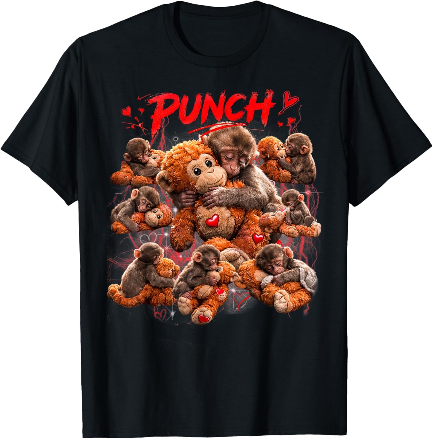 Cute Monkey Punch T-Shirt - T-Shirt | Black