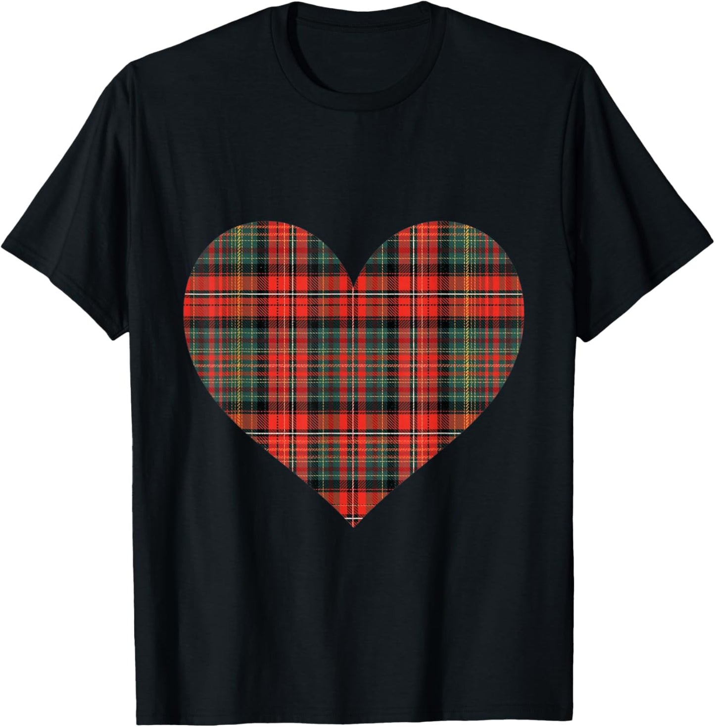 Tartan Heart Shape Girl T-Shirt - T-Shirt | Black