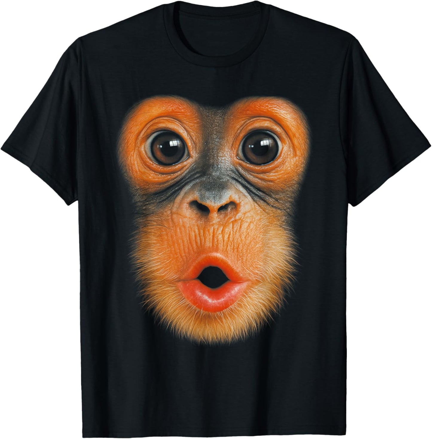 HUGvyn Monkey Blowing Face Monkey Halloween Costume Outfit T-Shirt - T-Shirt | Black