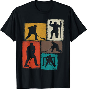 Hockey Player Collage Men Kids Coach Youth Boys T-Shirt - T-Shirt | Black