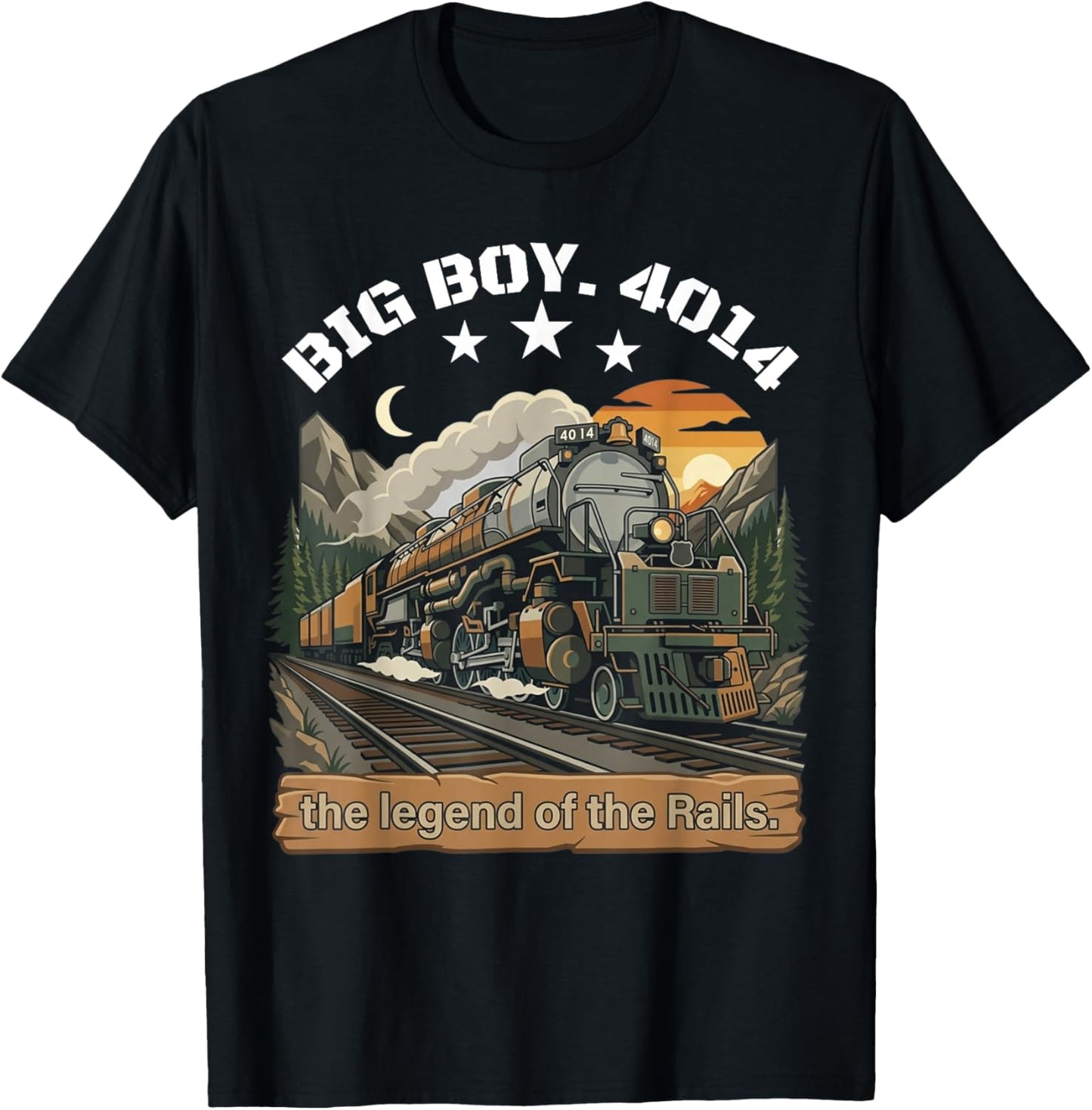 Big Boy 4014 Steam Engine Locomotive Train Vintage Railroad T-Shirt - T-Shirt | Black