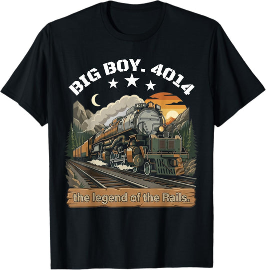 Big Boy 4014 Steam Engine Locomotive Train Vintage Railroad T-Shirt - T-Shirt | Black