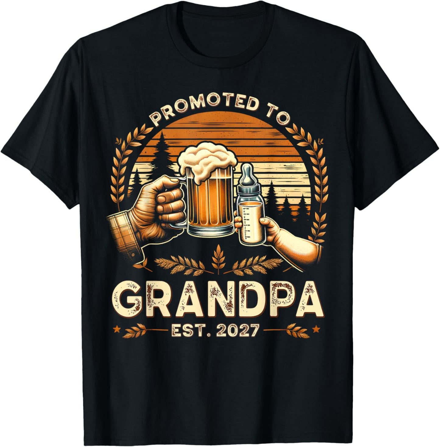 Promoted to Grandpa 2027 Funny Shirt for new Grandpa T-Shirt - T-Shirt | Black