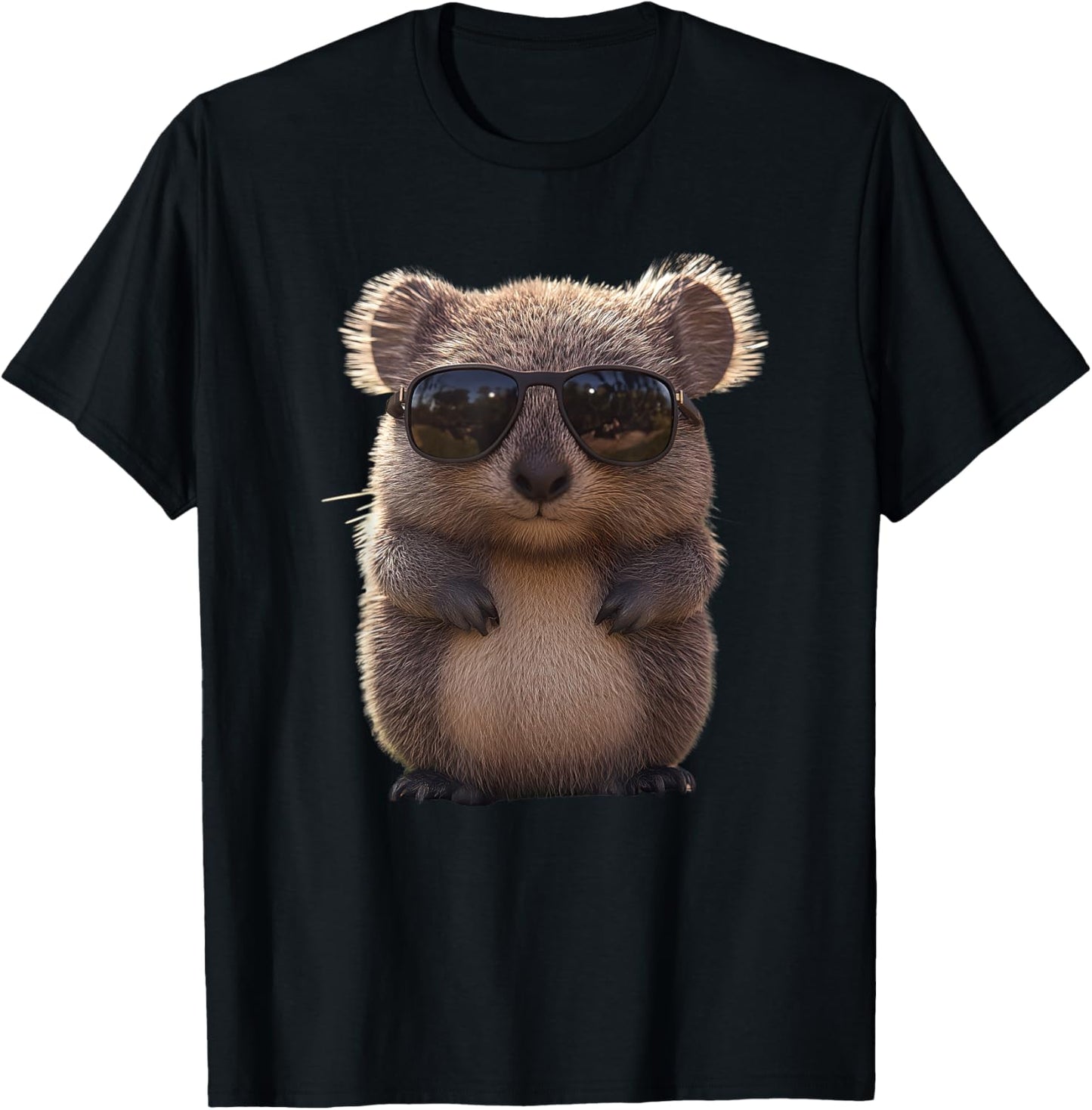 Wombat with Sunglasses Australia Marsupial Cute Wombat T-Shirt - T-Shirt | Black