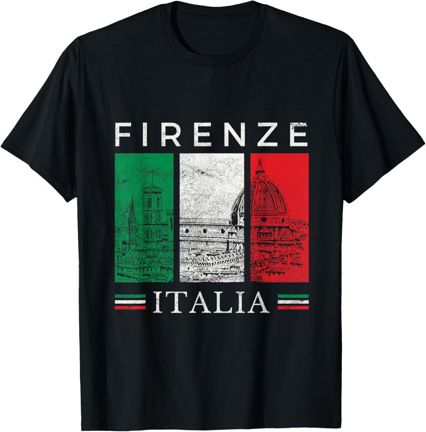 Firenze Italia Il Duomo Italian Flag Travel Souvenir Ciao T-Shirt - T-Shirt | Black