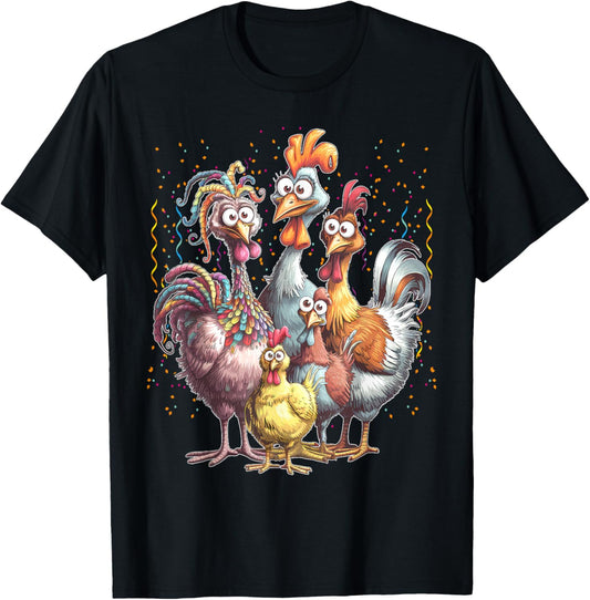 Chicken Art Crazy Chicken Women Kid Boy Family T-Shirt - T-Shirt | Black