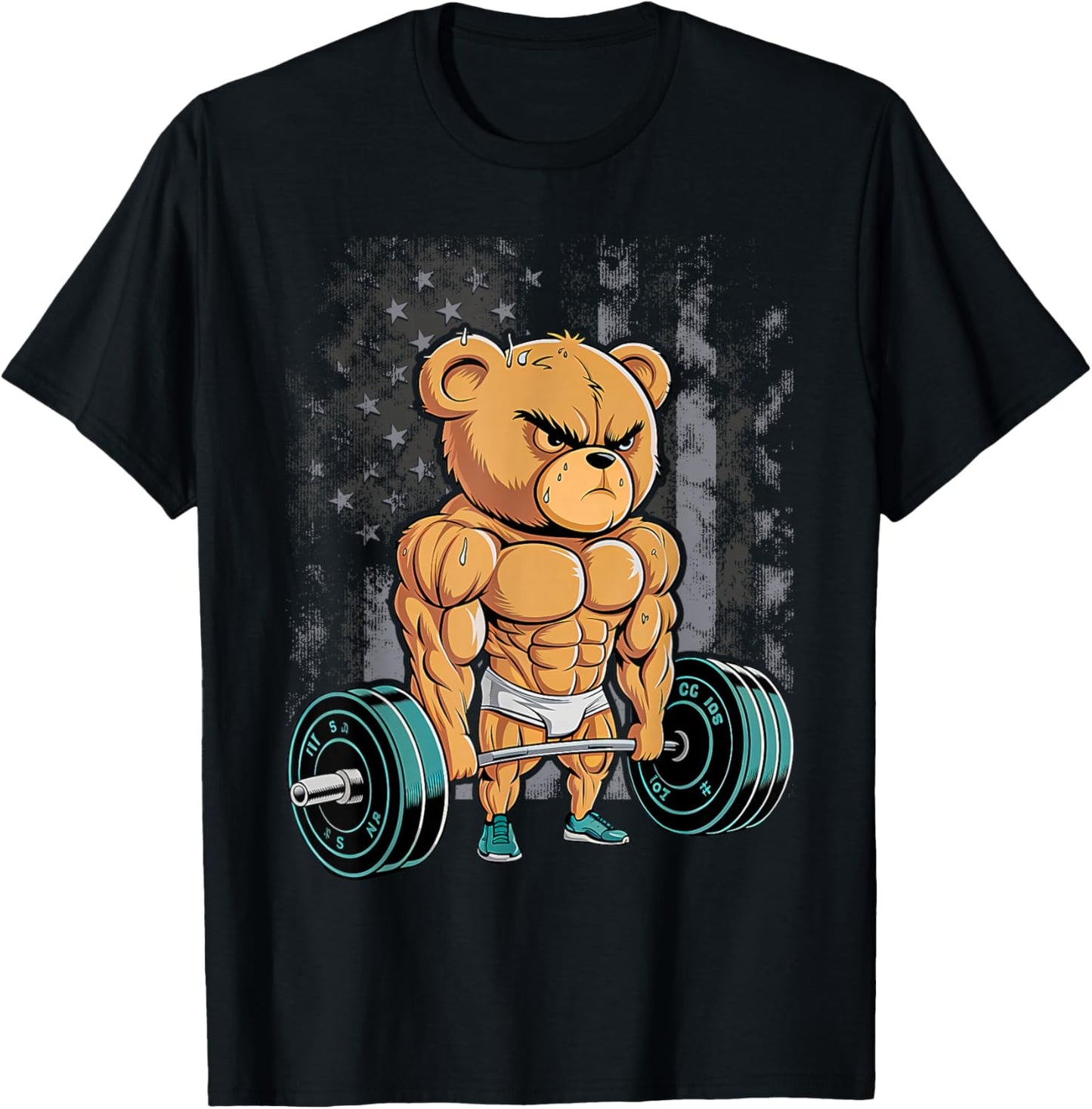 Bear Bodybuilder Bodybuilding Muscle Gym Weightlifting Bear T-Shirt - T-Shirt | Black