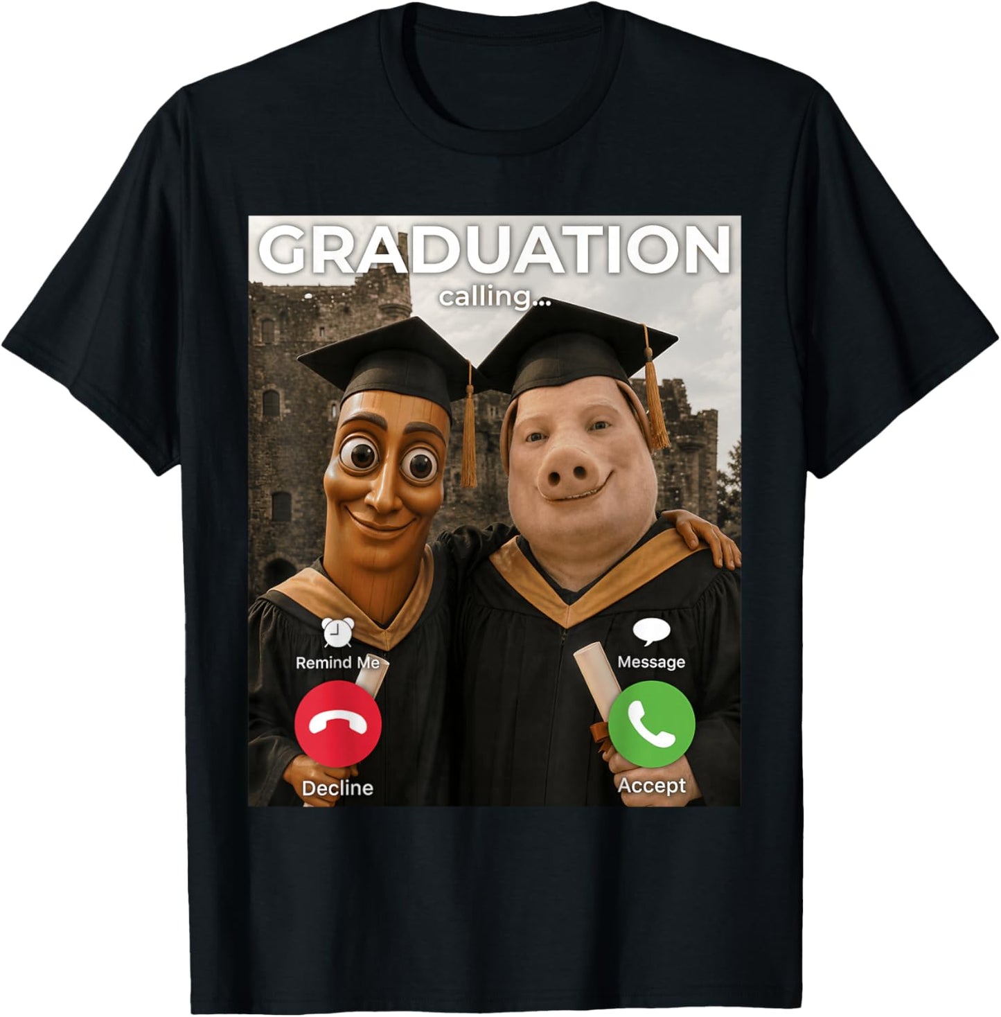 Tung Sahur John Pork Graduation Calling Funny Senior 2026 T-Shirt - T-Shirt | Black