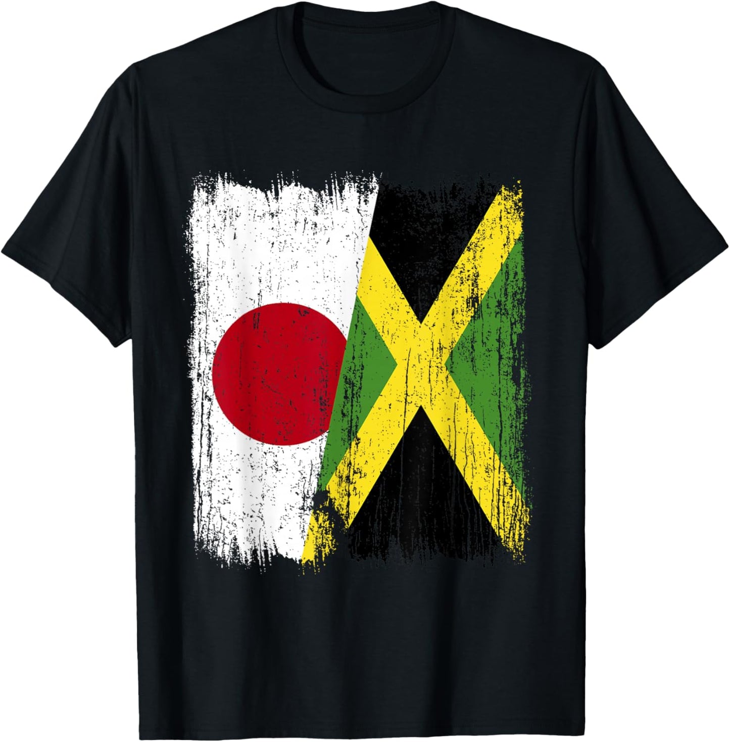 Japan Jamaica Half Flag Japanese Jamaican Heritage T-Shirt - T-Shirt | Black