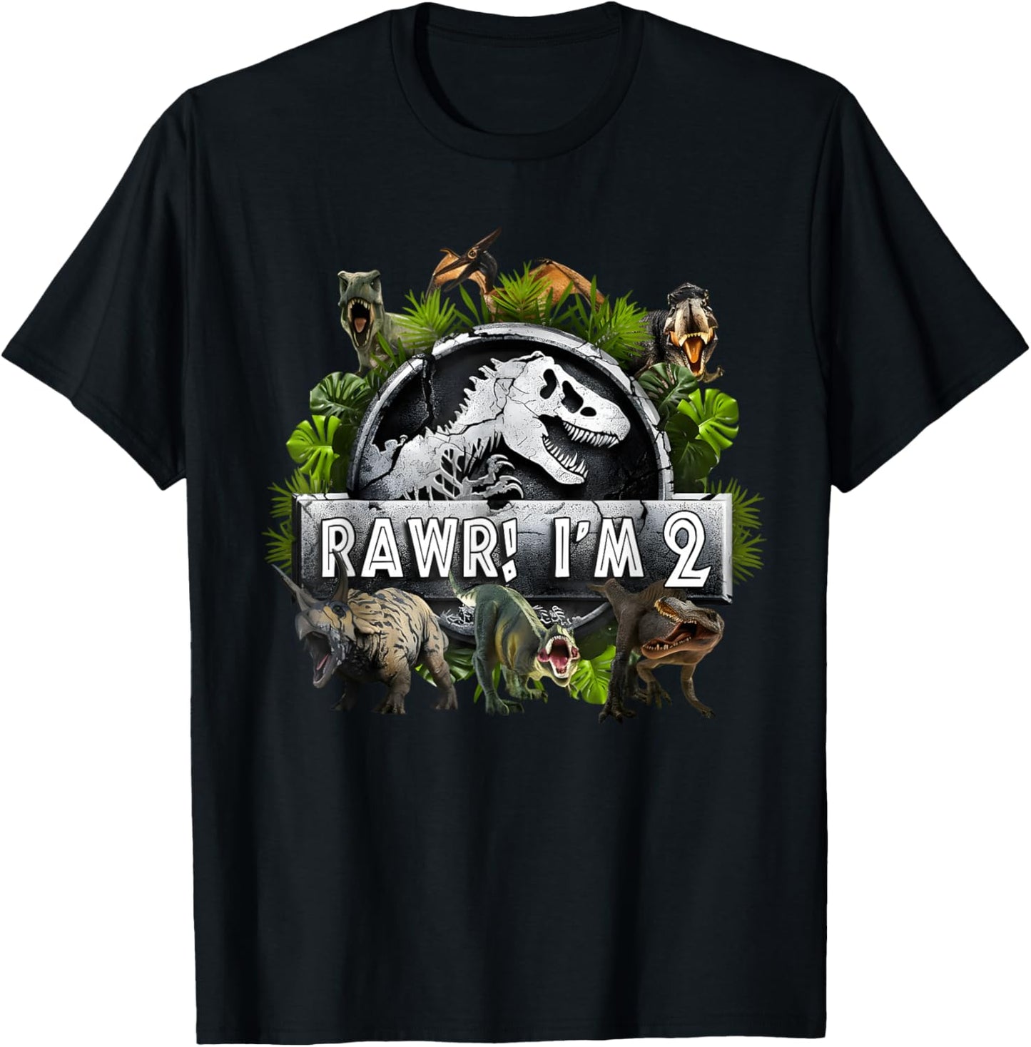 Rawr I'm 2 2nd Birthday T Rex Dinosaur Funny Party Boys Kids T-Shirt - T-Shirt | Black
