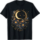 Mystical Sun and Moon with Woman Mystical Flowers Aesthetic T-Shirt - T-Shirt | Black