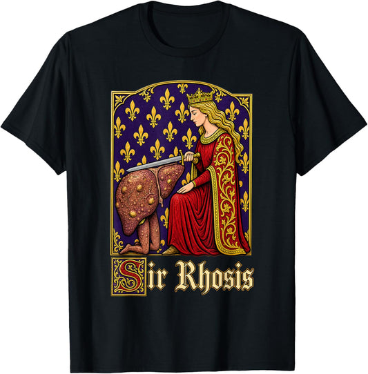 Sir Rhosis Medieval Gothic Dark Humor Vintage Art T-Shirt - T-Shirt | Black