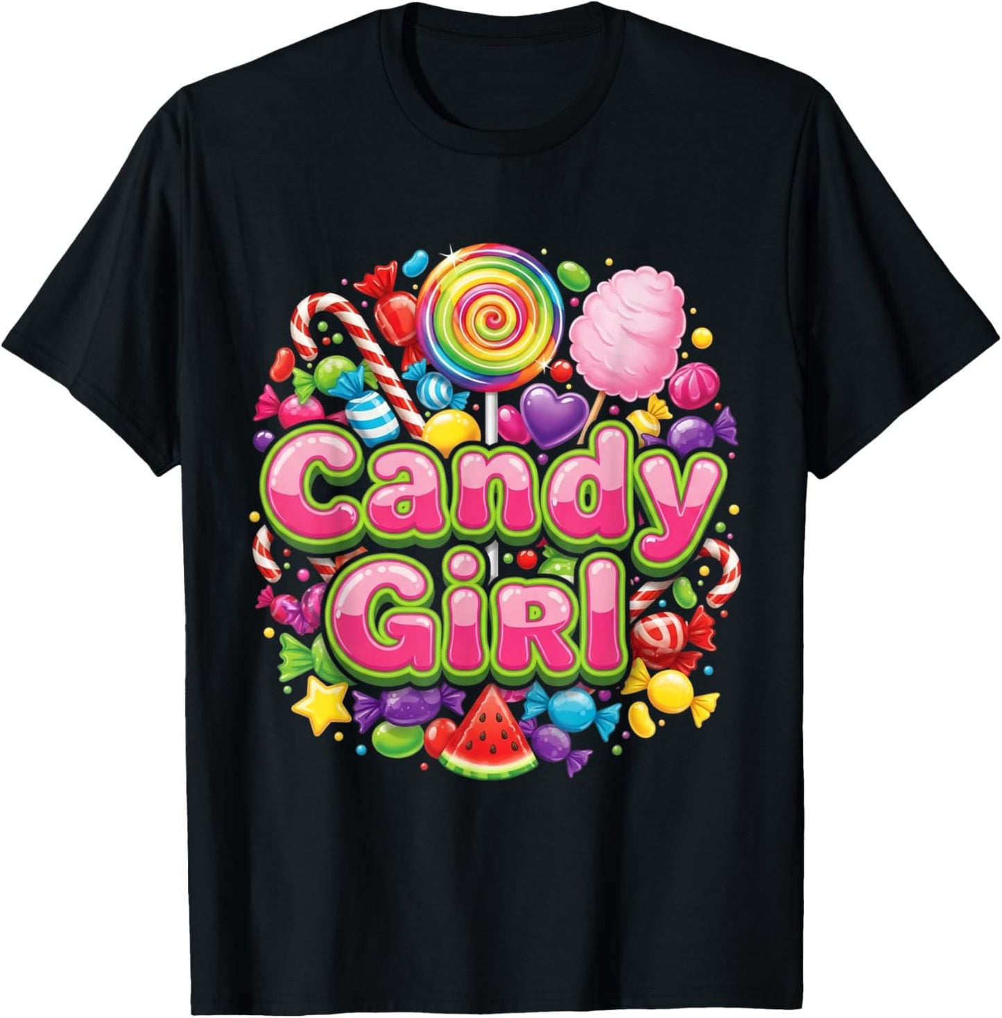Candy and Girl Candy Lovers Cute Cotton Sweetie Candy Lover T-Shirt - T-Shirt | Black