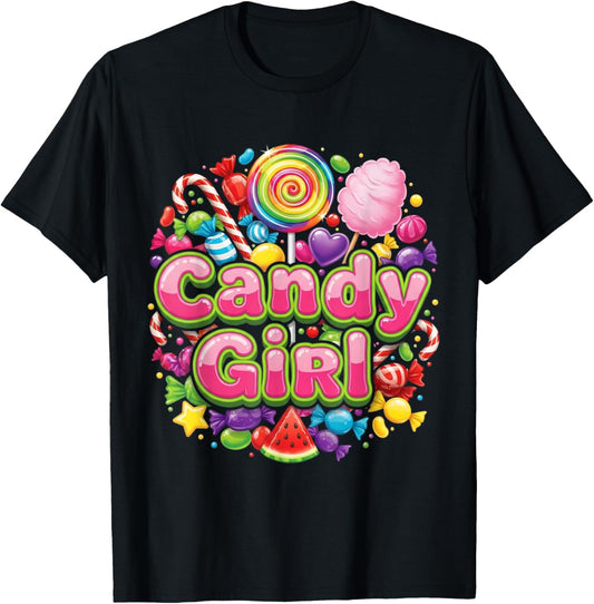 Candy and Girl Candy Lovers Cute Cotton Sweetie Candy Lover T-Shirt - T-Shirt | Black