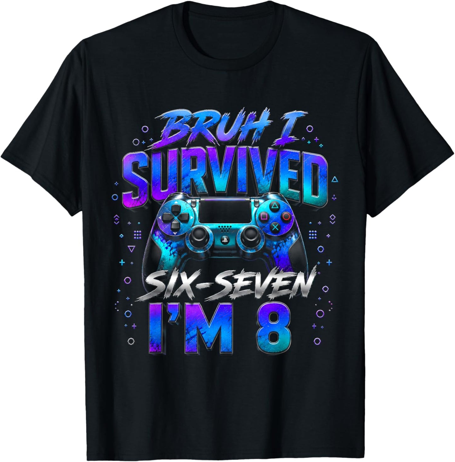 8th Birthday Boy Gaming I Survived Six Seven I'm 8 Years Old T-Shirt - T-Shirt | Black