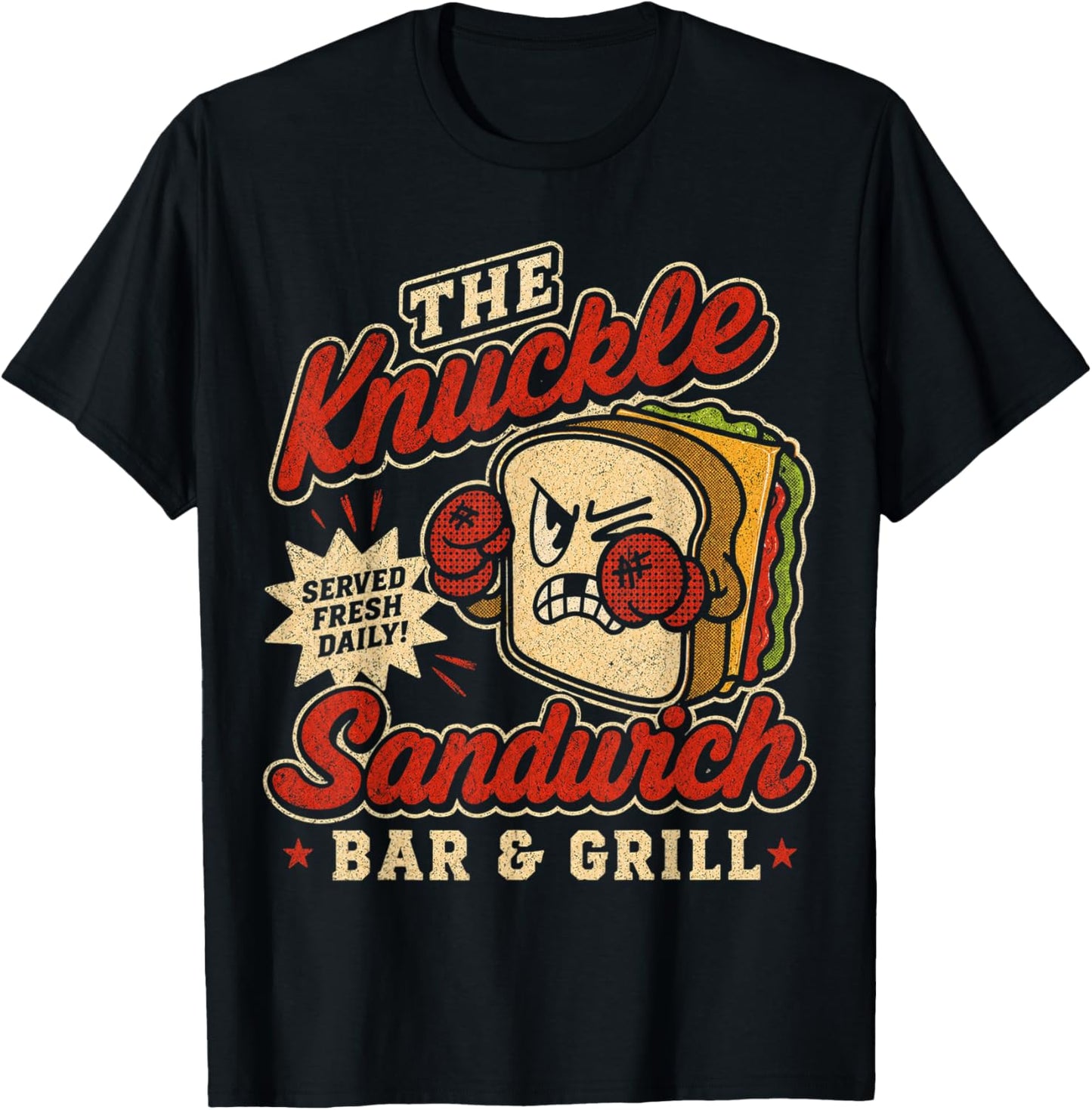 Funny The Knuckle Sandwich Bar & Grill Fighting Joke Bar T-Shirt - T-Shirt | Black