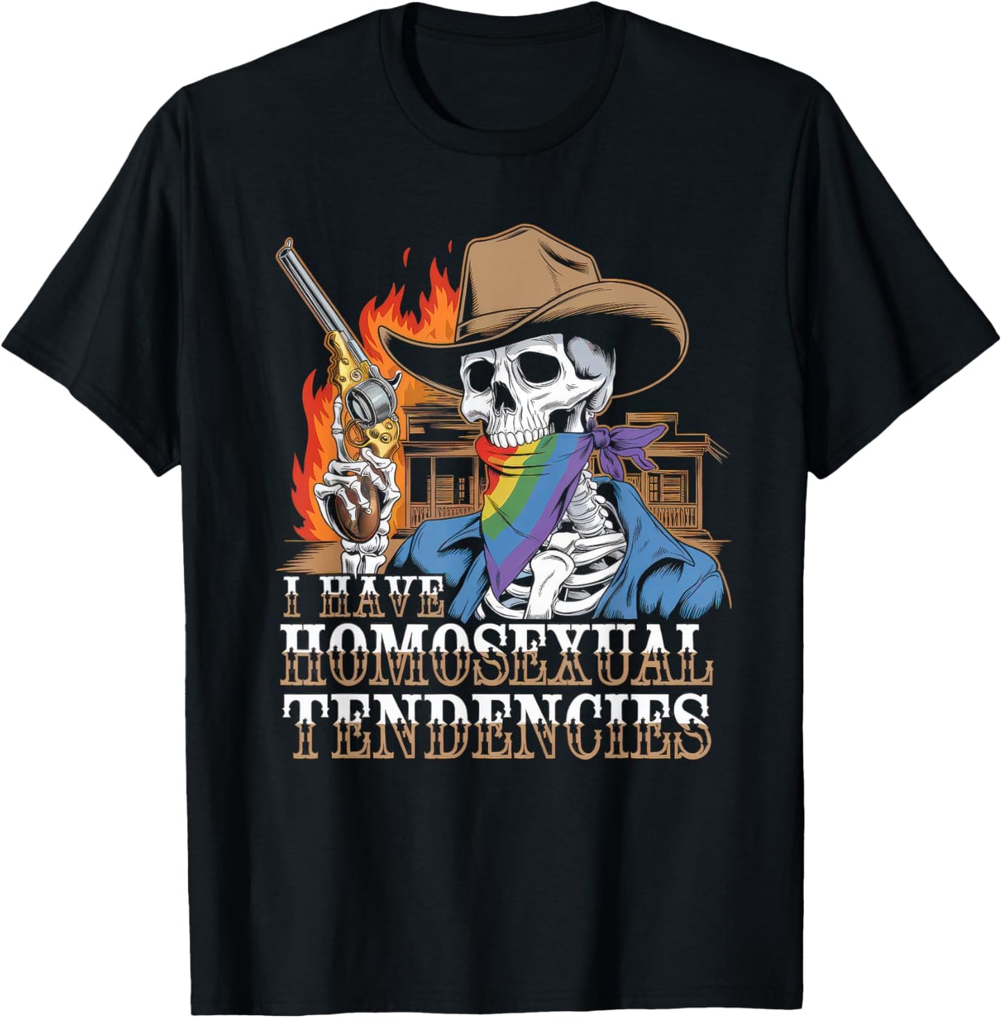 I Have Homosexual Tendencies Men Funny Skeleton Meme T-Shirt - T-Shirt | Black
