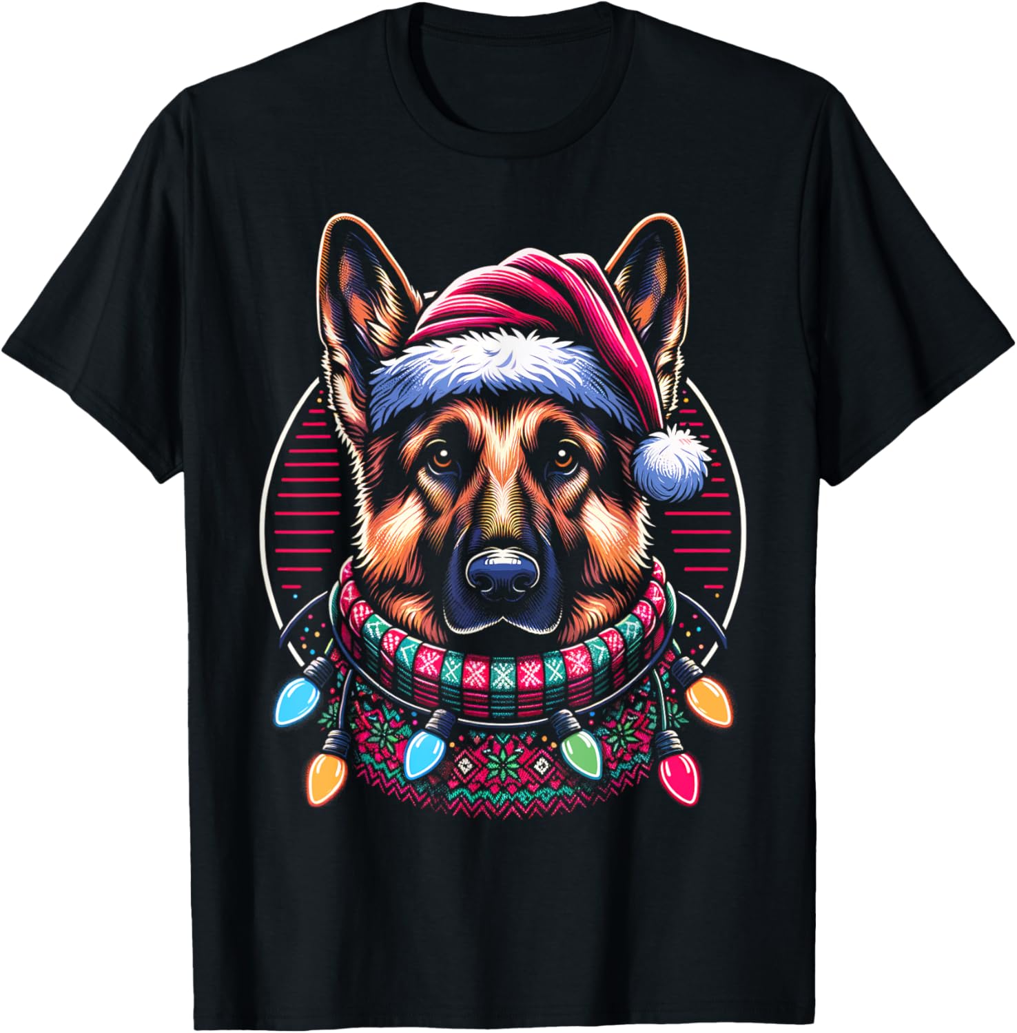 Christmas German Shepherd Xmas Shepherd Mom Dog Lover T-Shirt - T-Shirt | Black
