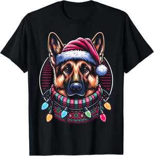 Christmas German Shepherd Xmas Shepherd Mom Dog Lover T-Shirt - T-Shirt | Black