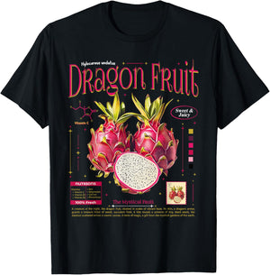 Dragon Fruit Nostalgic Graphic Sweet Fruits Natural Lover T-Shirt - T-Shirt | Black