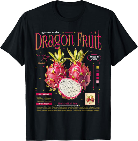 Dragon Fruit Nostalgic Graphic Sweet Fruits Natural Lover T-Shirt - T-Shirt | Black