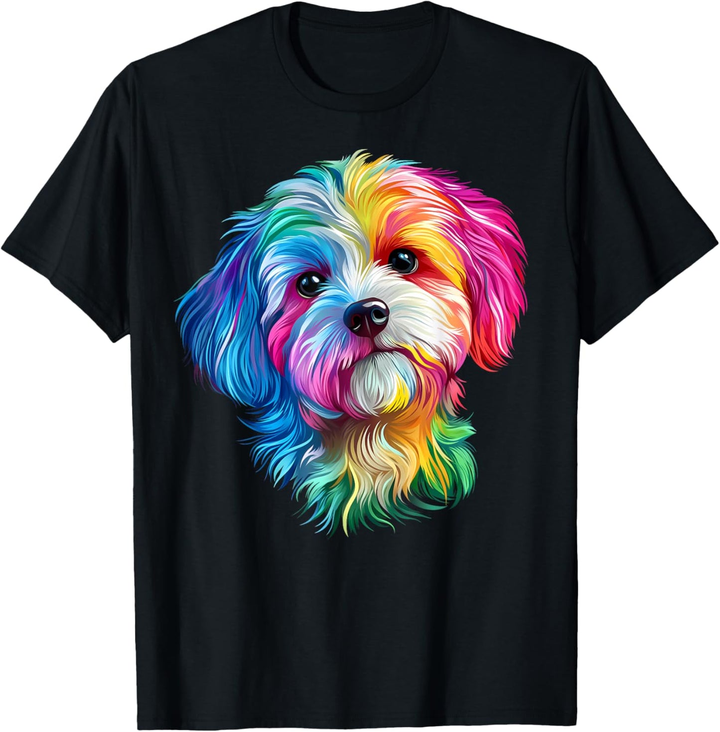 Colorful Coton de Tulear Face Cute Dog Lover Men Women Black T-Shirt - T-Shirt | Black