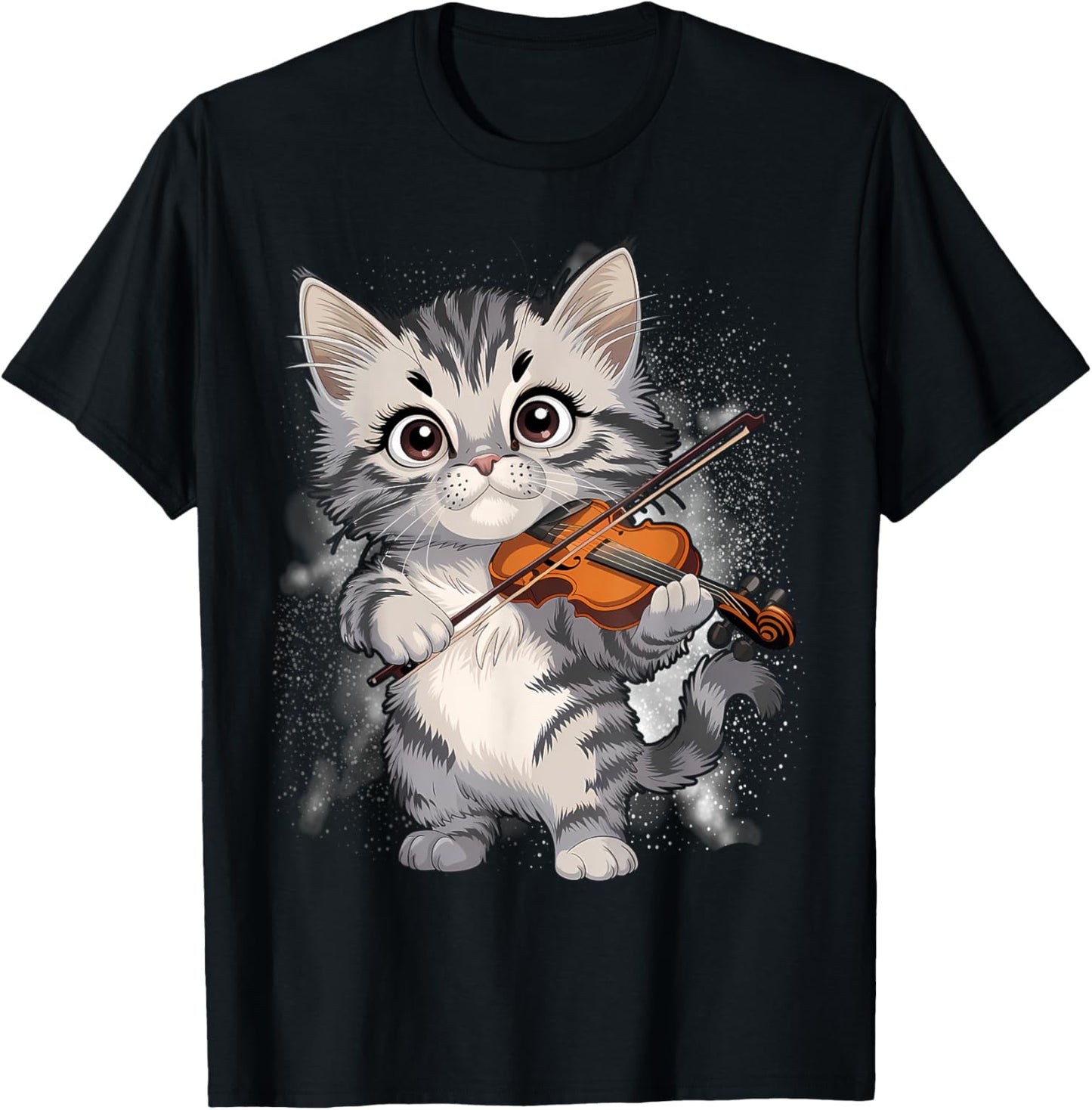 Funny Orchestra Musician Violinist Cute Cat Playing Violin T-Shirt - T-Shirt | Black