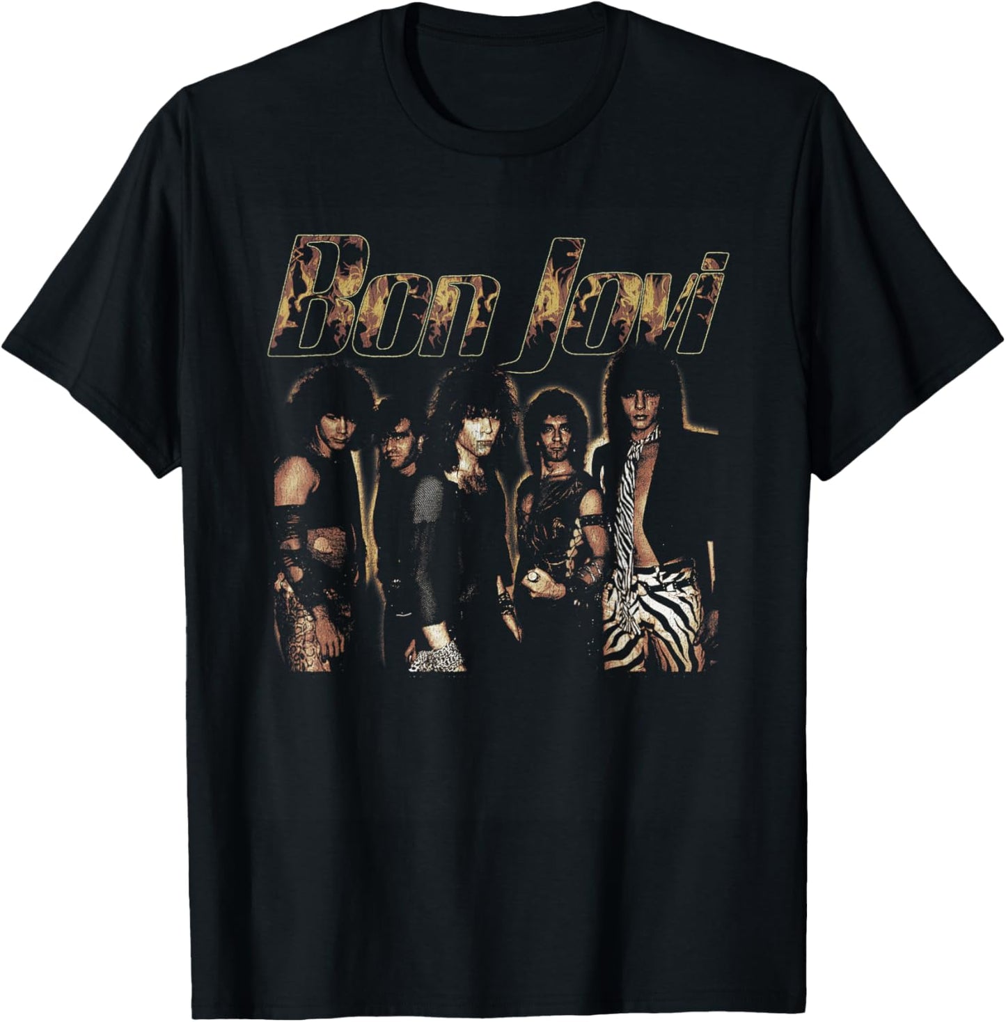 Official Bon Jovi Flames T-Shirt - T-Shirt | Black