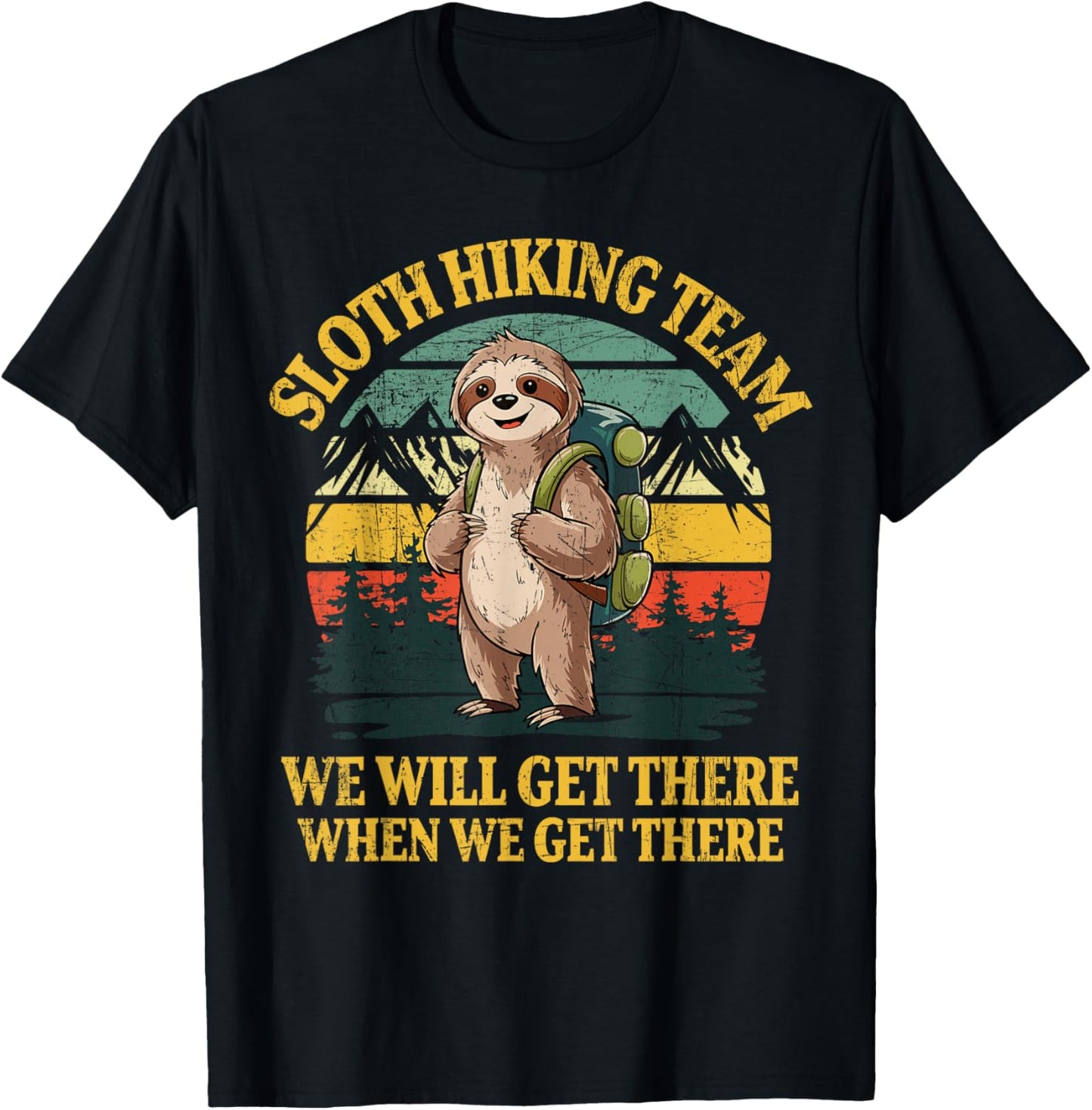 Funny Sloth Hiking T-Shirt - T-Shirt | Black