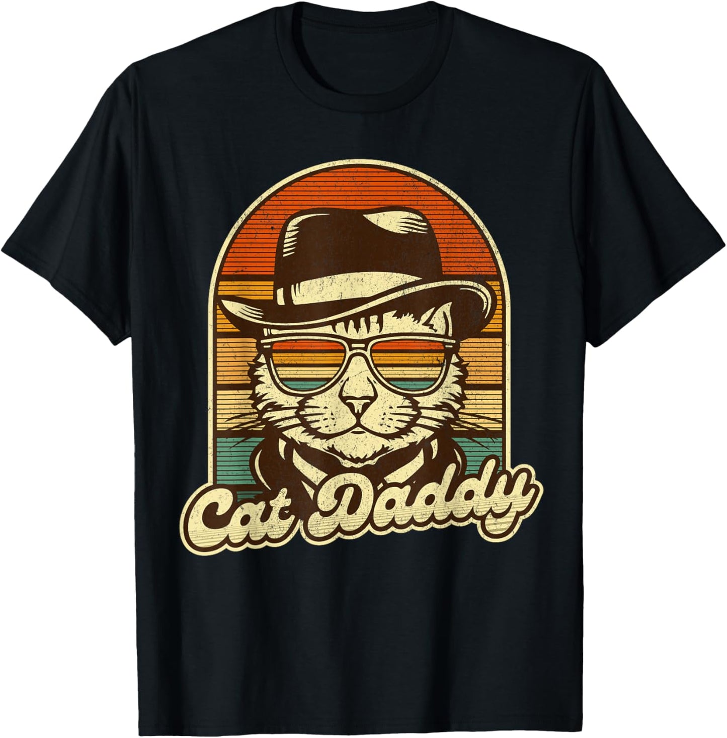 Funny Father's Day Cat Daddy Dad Papa Best Cat Dad T-Shirt - T-Shirt | Black