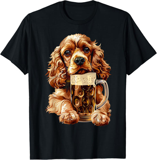 Cocker Spaniel Beer T-Shirt - T-Shirt | Black