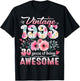 Vintage 1995 Floral 30 Years Old 30th Birthday Party Costume T-Shirt - T-Shirt | Black