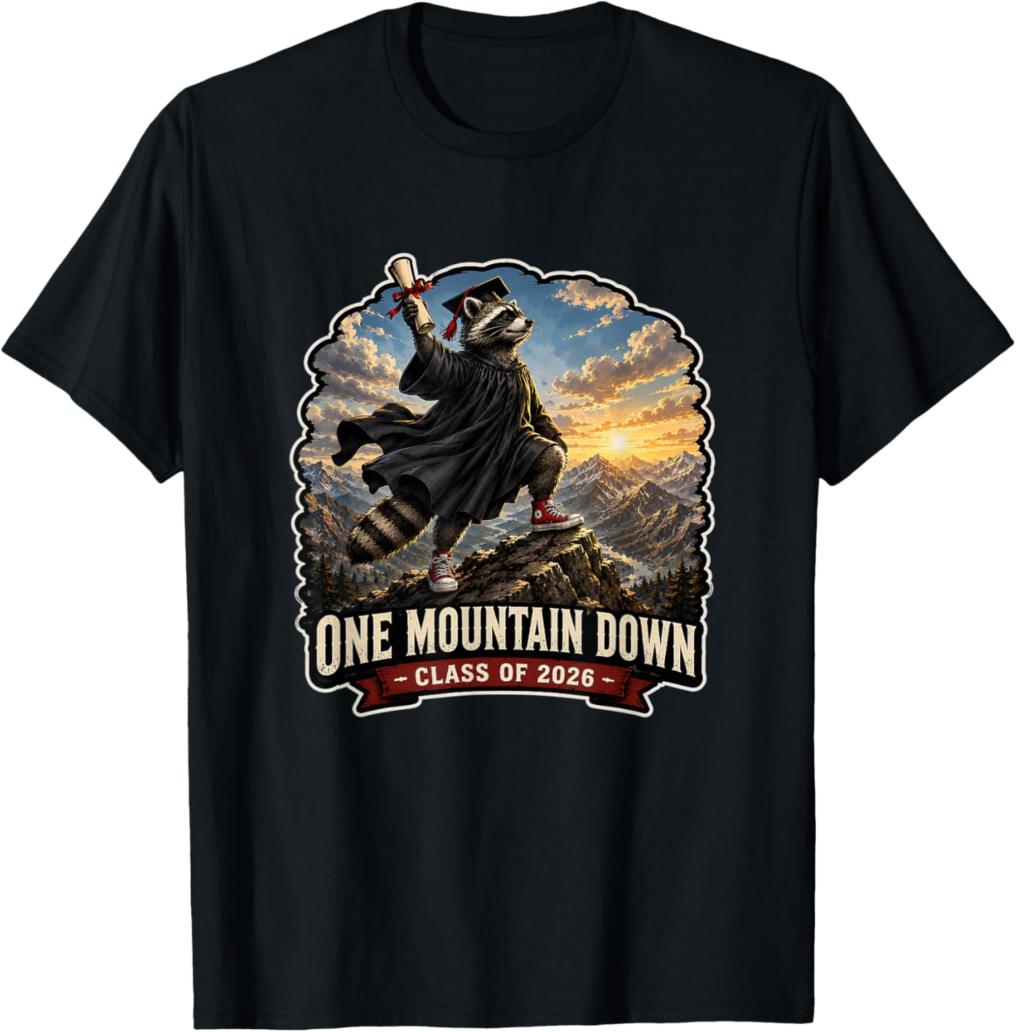 One Mountain Down Graduation Gift Class of 2026 T-Shirt - T-Shirt | Black