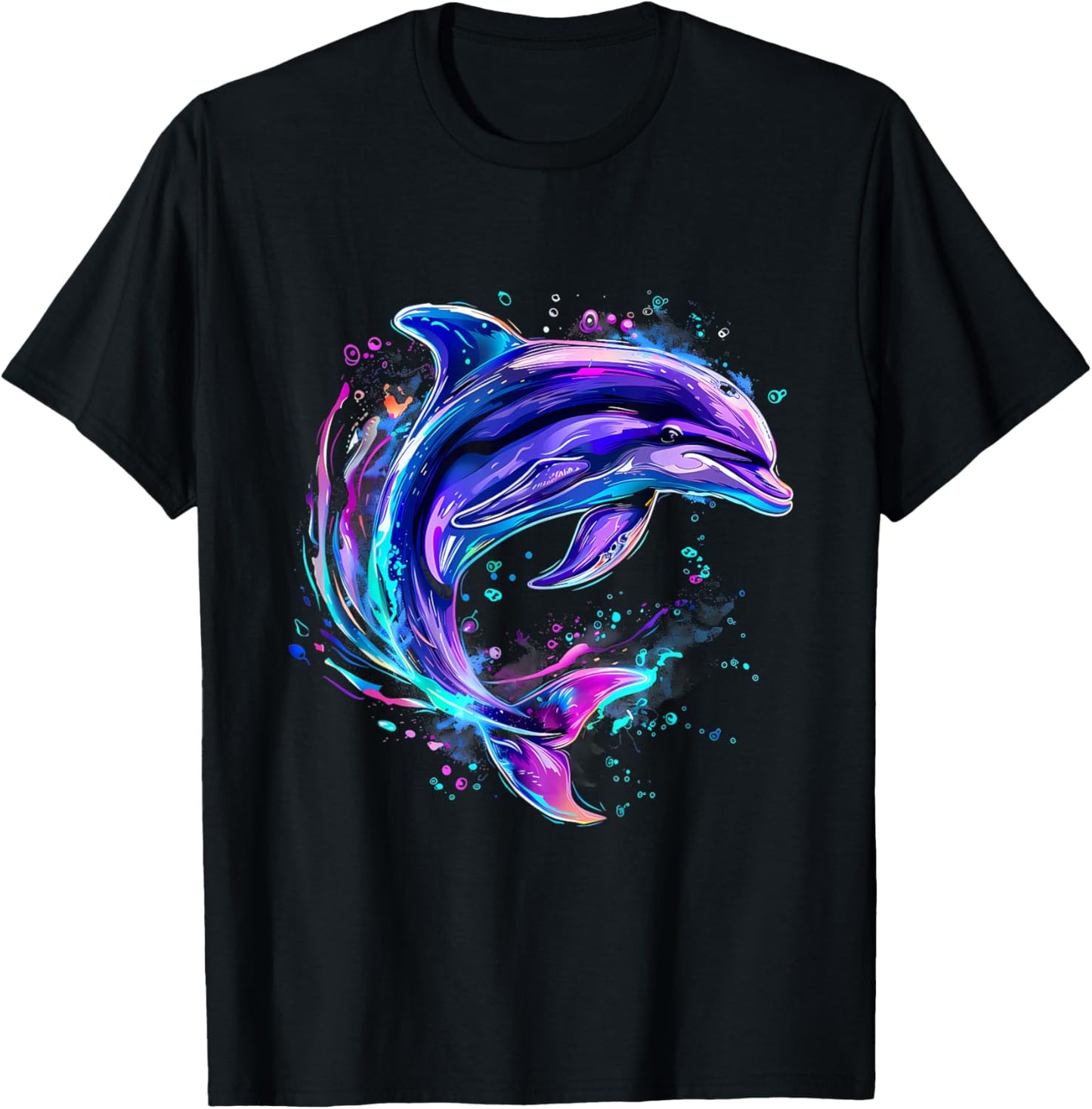Dolphin Watercolor Sea Ocean Animal Ocean Sea Dolphin T-Shirt - T-Shirt | Black