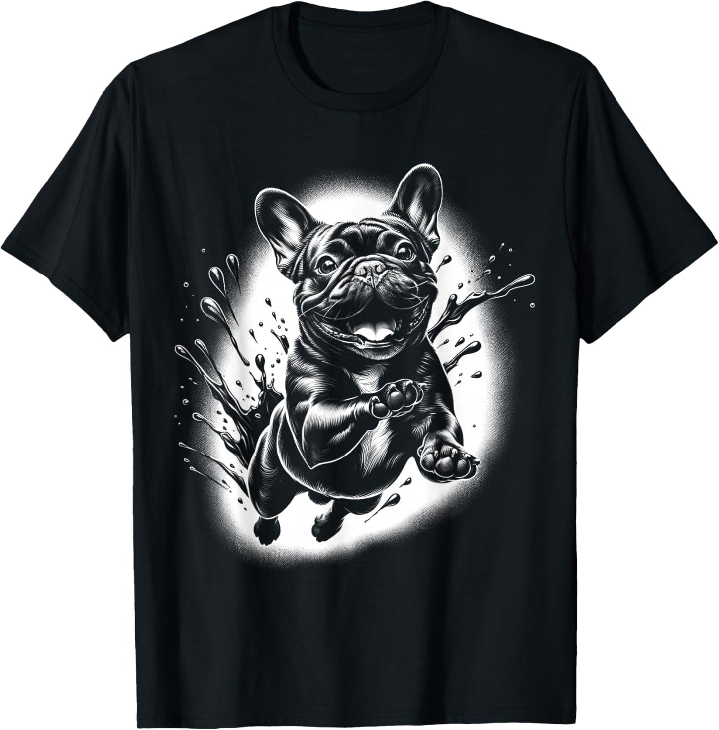 French Bulldog with Cool Paint Spots T-Shirt - T-Shirt | Black