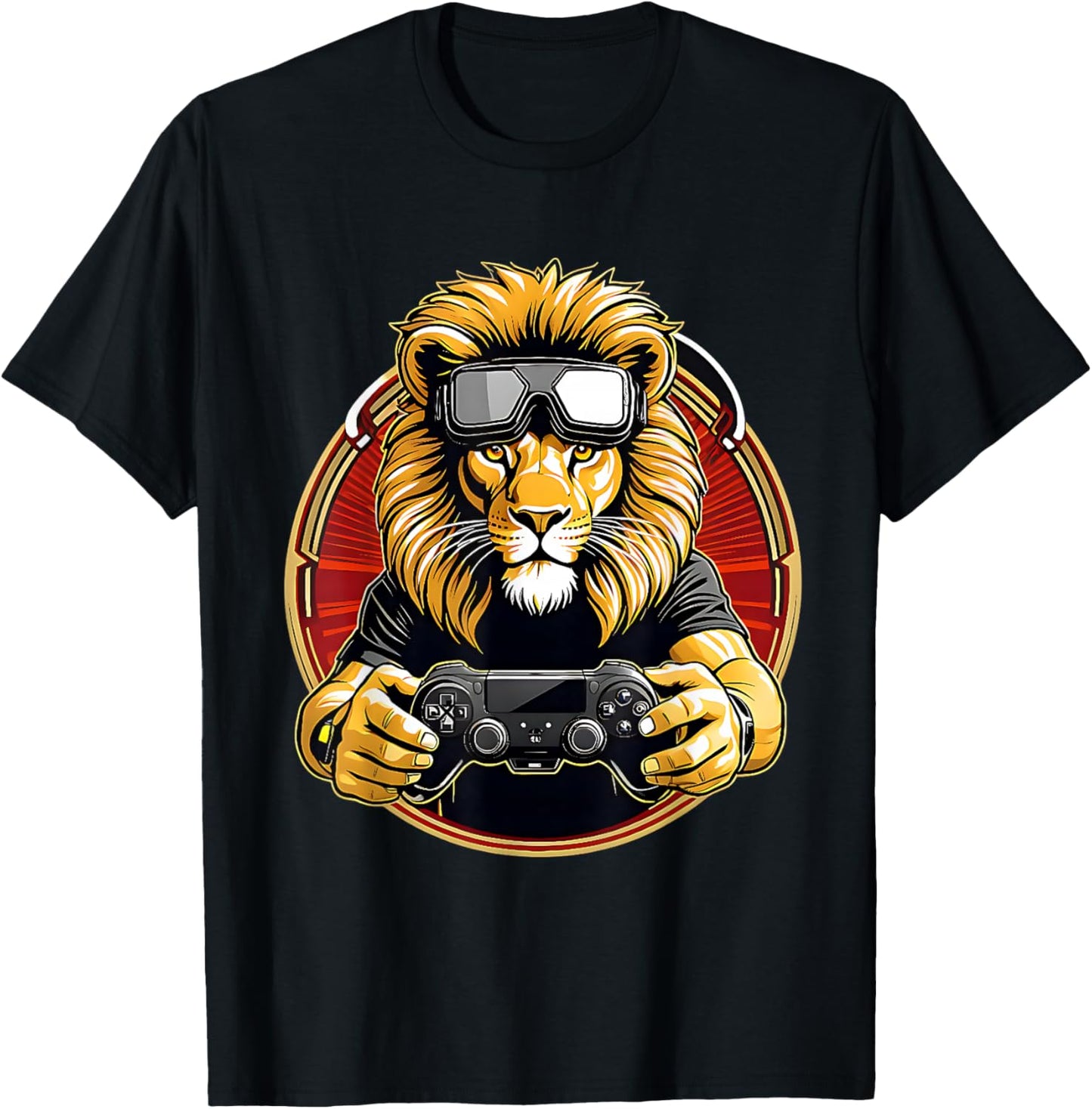 VR Gaming Lion I'd Rather Be Playing Tag Retro Funny Gamer T-Shirt - T-Shirt | Black
