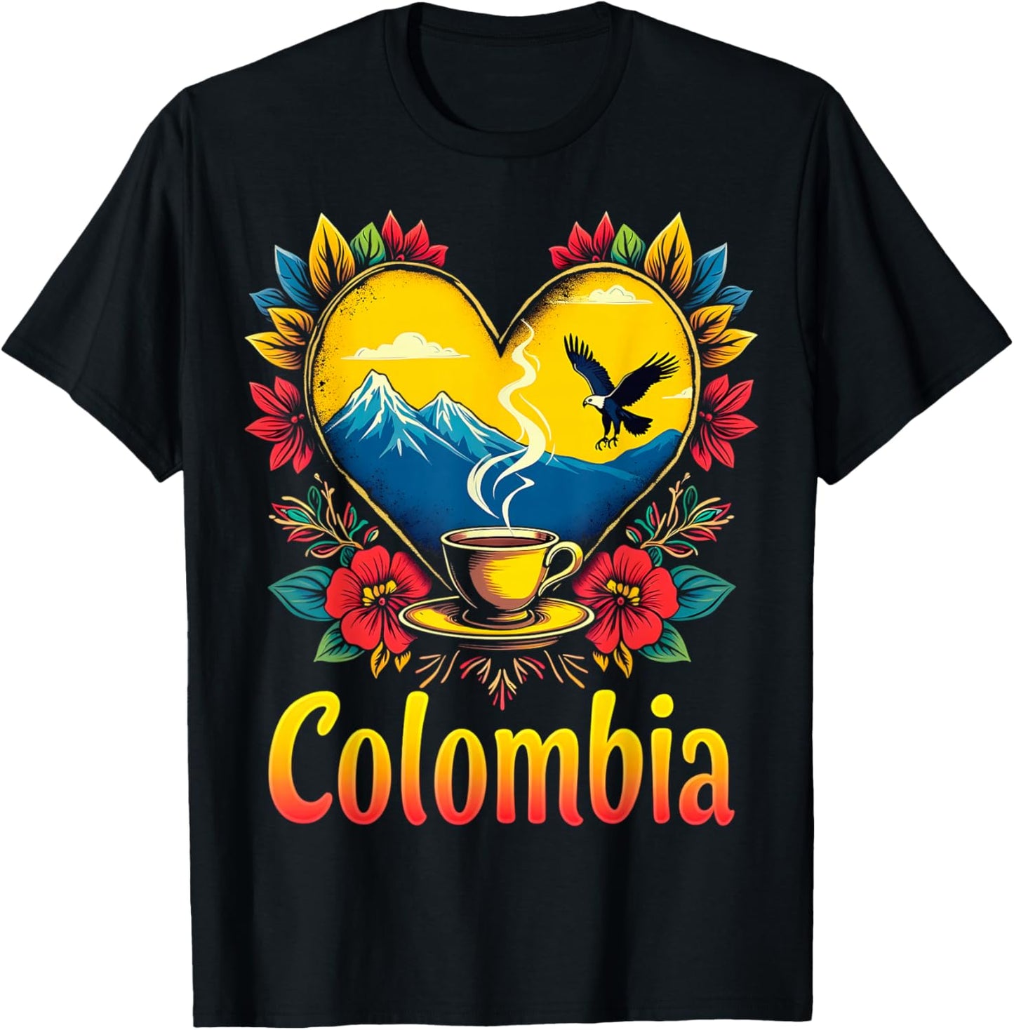 Colombia Love Heart T-Shirt - T-Shirt | Black