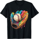 Baseball Drip Ice Cream Sprinkles Colorful Baseball Glove T-Shirt - T-Shirt | Black