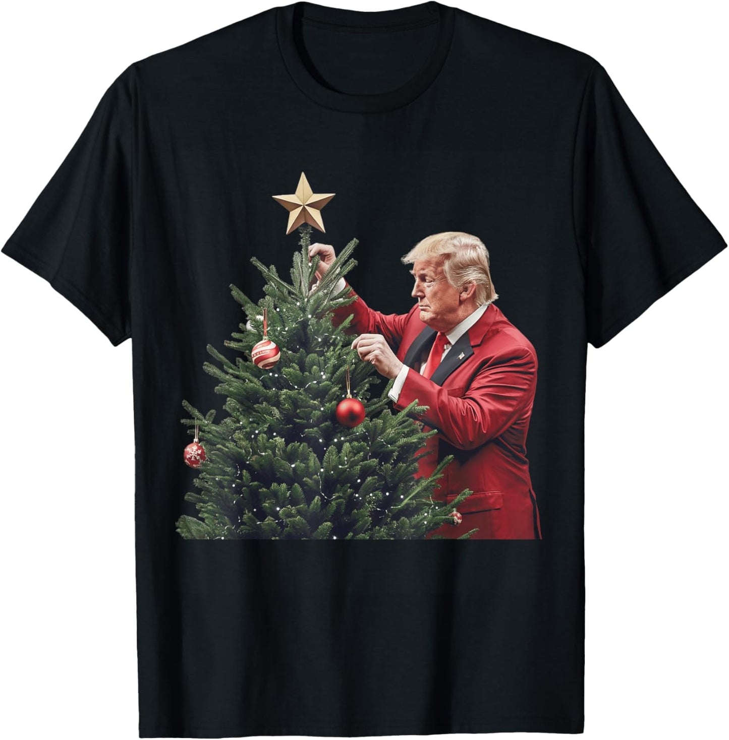 Donald Trump Traditional Christmas Tree Xmas USA President T-Shirt - T-Shirt | Black