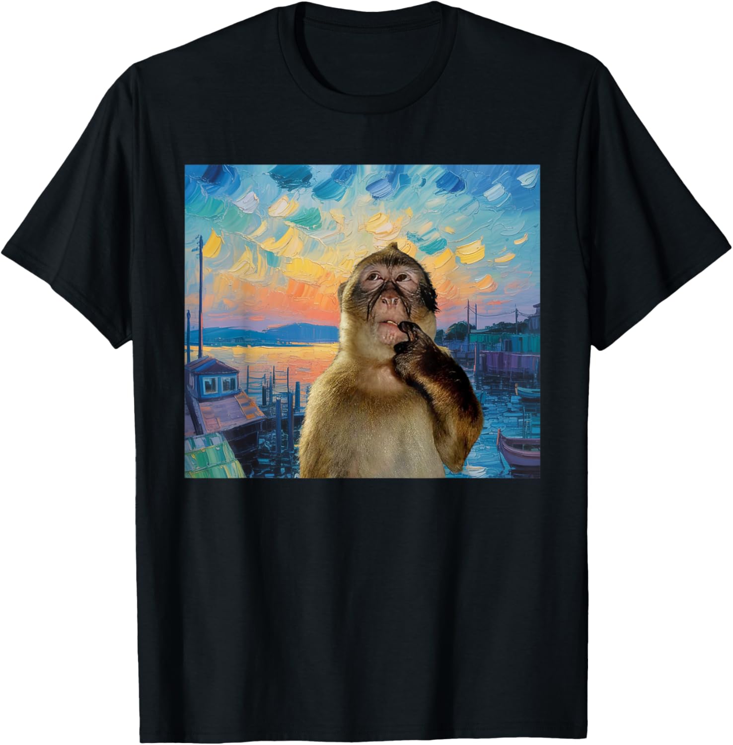 Thinking Monkey Meme Brainrot Memes Oddly Specific Memes Kid T-Shirt - T-Shirt | Black
